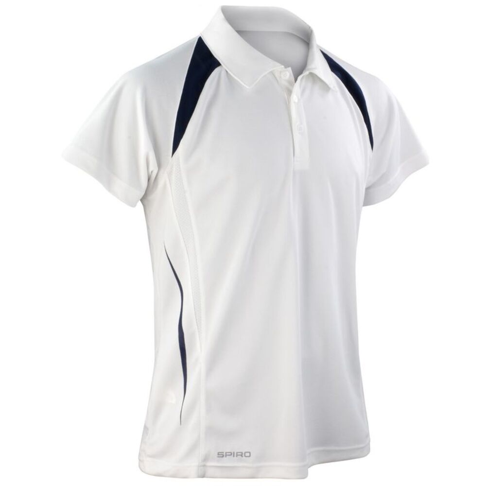 Spiro Mens Team Spirit Polo Shirt / White/Navy